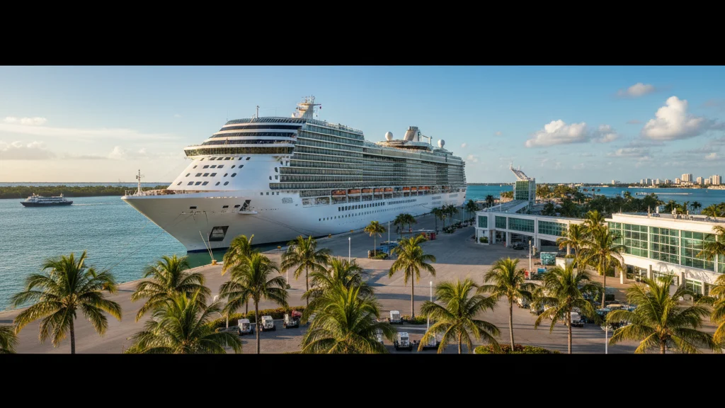 Cruise ship docked at Florida port - travel insurance for cruise vacations