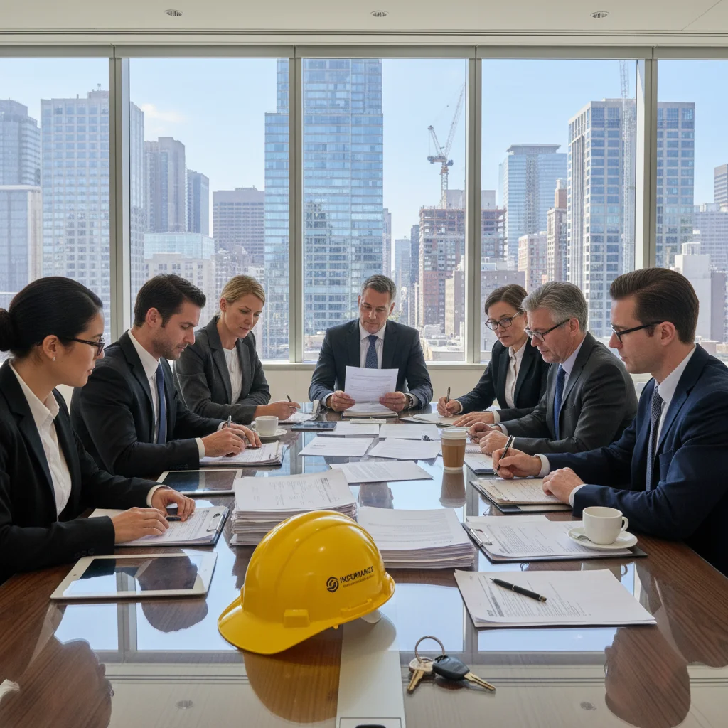 Business professionals reviewing commercial umbrella insurance coverage options