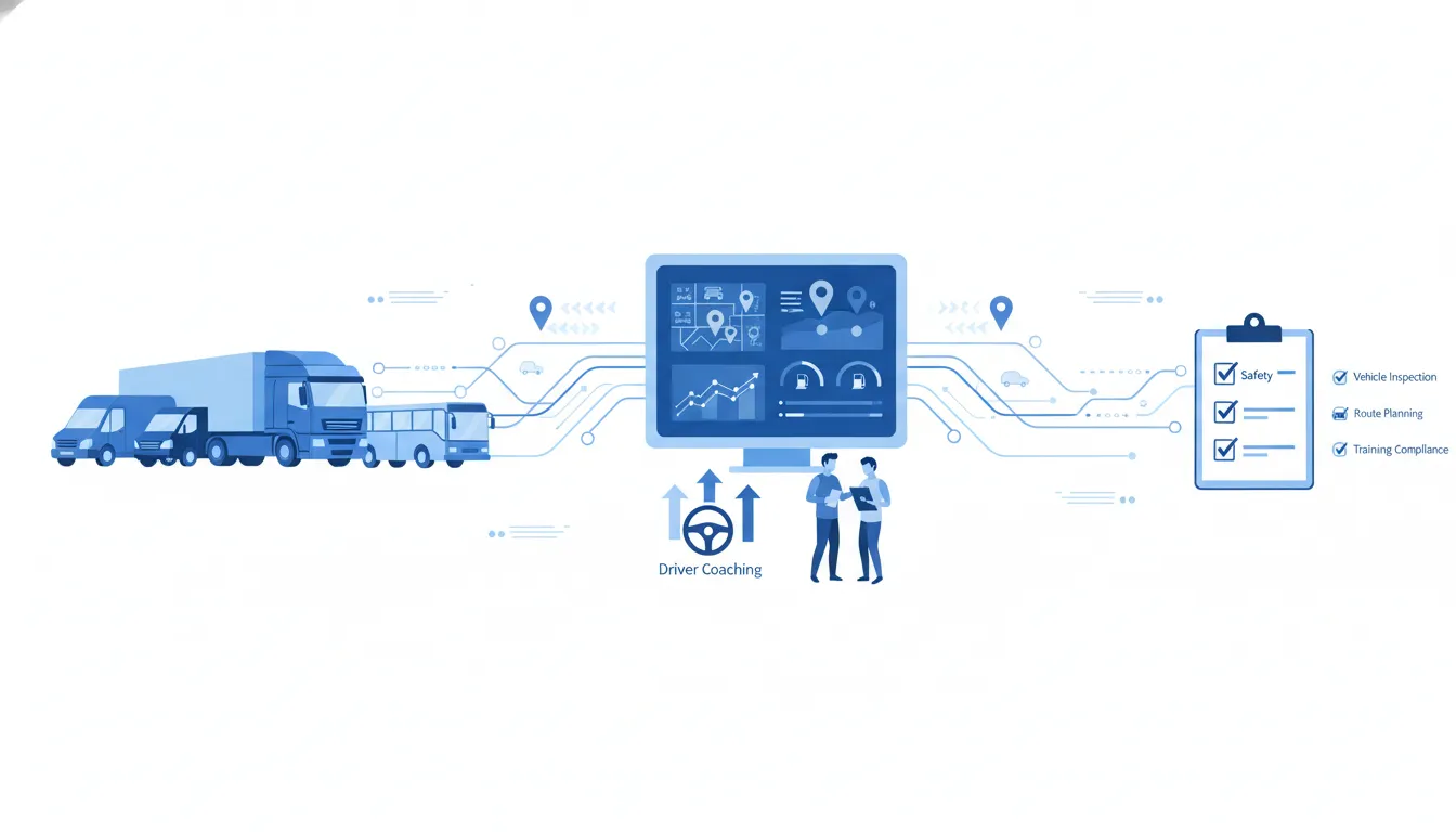 Fleet safety telematics dashboard and driver coaching workflow